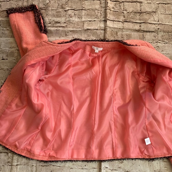 NWOT apt.9 Pink Tweed Jacket with black Trim detailed sleeve size 14 - Picture 15 of 16